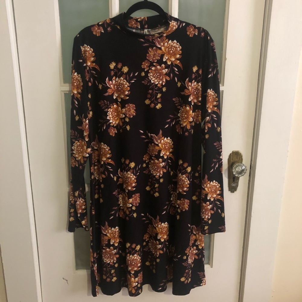 Mock Neck Swing Dress